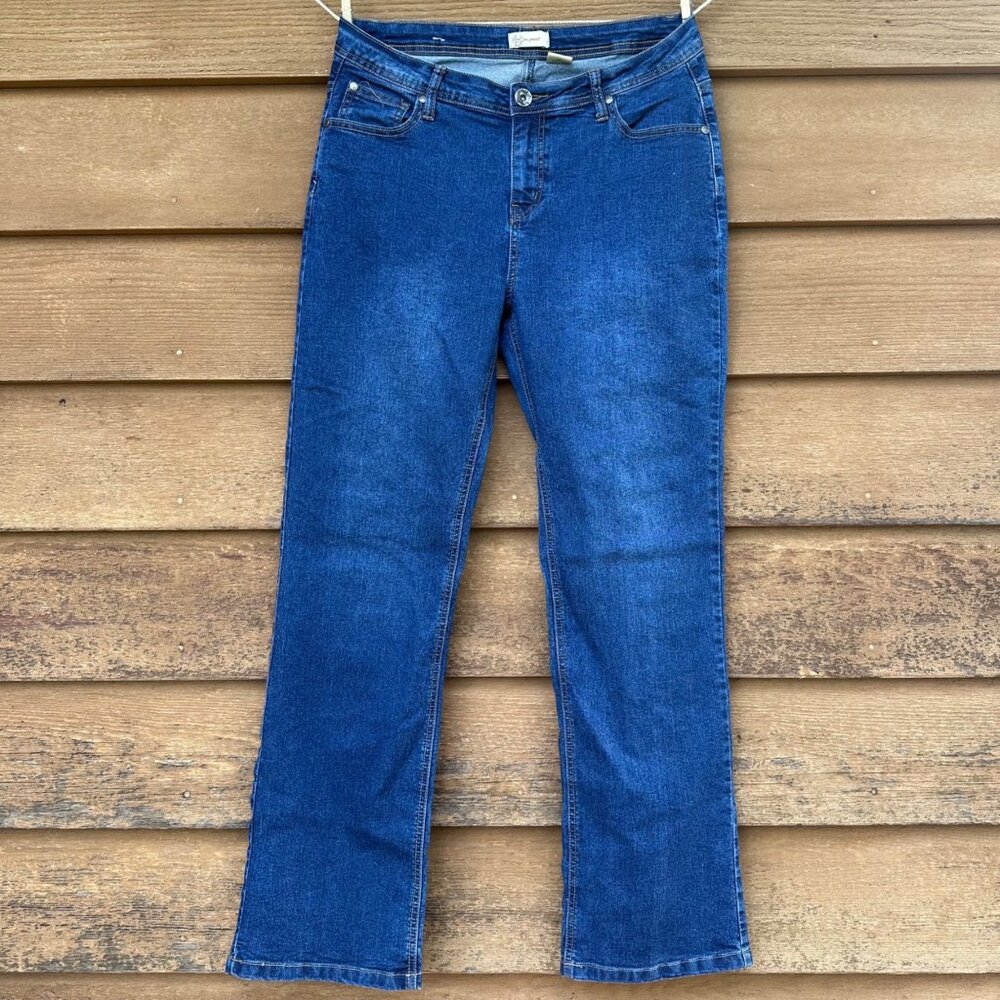 Bcc Jeans Womens Mid-Rise Stretch Denim Straight-Leg Size 10R Blue